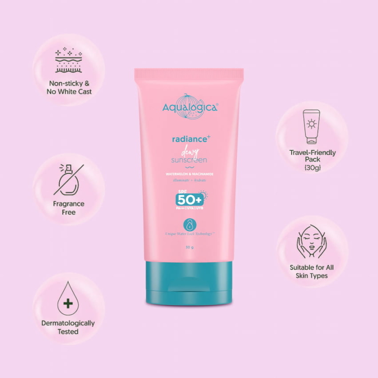 Aqualogica Radiance+ Dewy Sunscreen SPF 50+ PA+++ TRAVEL SIZE, 30 g