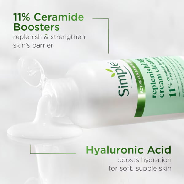 Simple Replenishing Cream Cleanser With 11% Ceramide Boosters, 230 ml 2 Simple Replenishing Cream Cleanser With 11% Ceramide Boosters, 230 ml - Image 2