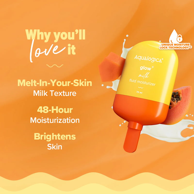 Aqualogica Glow+ Milk Fluid Moisturizer For Dull Skin, 70 ml 2 Aqualogica Glow+ Milk Fluid Moisturizer For Dull Skin, 70 ml - Image 2