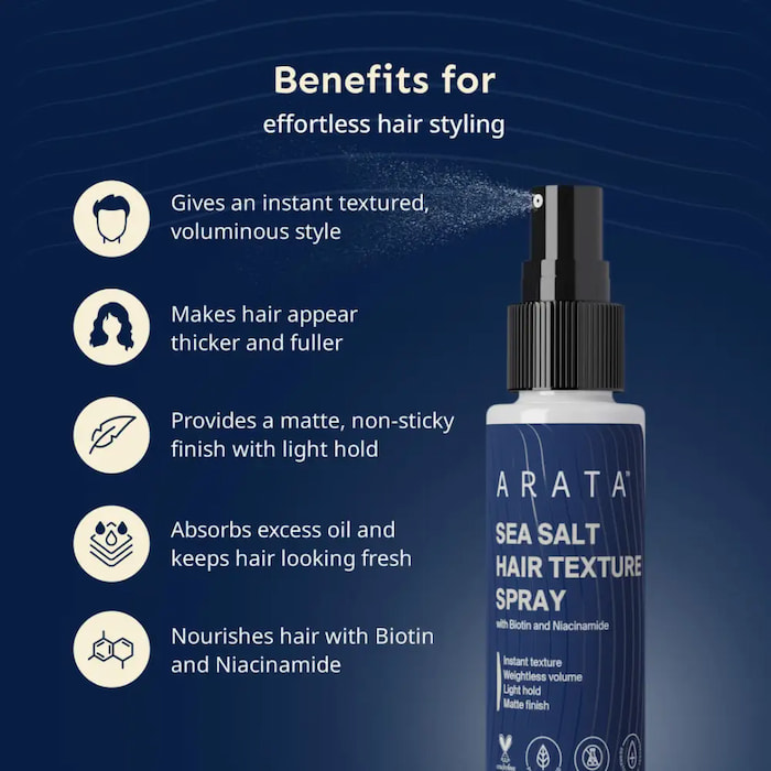 Arata Sea Salt Hair Texture Spray TRAVEL SIZE, 50 ml 2 Arata Sea Salt Hair Texture Spray TRAVEL SIZE, 50 ml - Image 2