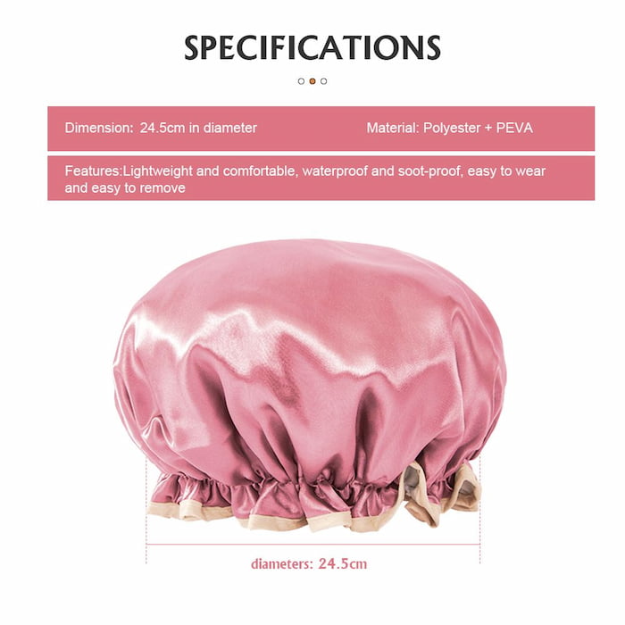 Double Layer Waterproof Shower Cap, Baby Pink 4 Double Layer Waterproof Shower Cap, Baby Pink - Image 4