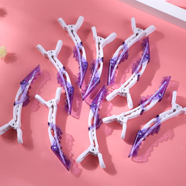 Duckbill Hair Clips Set of 5 pcs, Purple And White 3 Duckbill Hair Clips Set of 5 pcs, Purple And White - Image 3