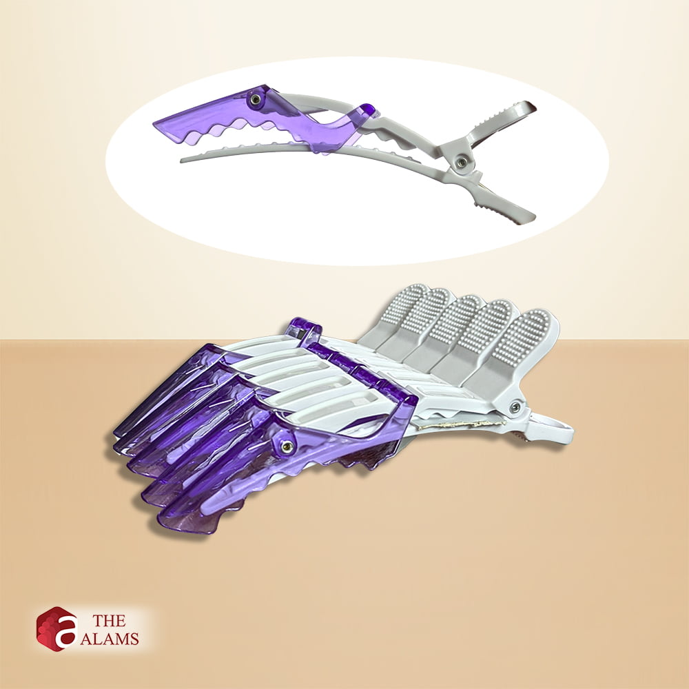 Duckbill Hair Clips Set of 5 pcs, Purple And White 1 Duckbill Hair Clips Set of 5 pcs, Purple And White