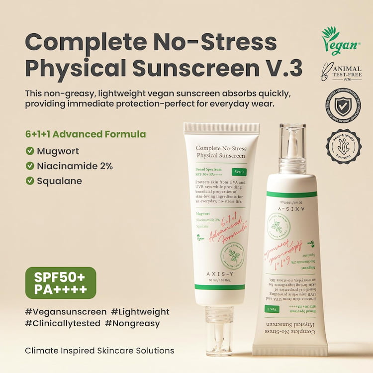 AXIS-Y Complete No Stress Physical Sunscreen SPF 50+ PA+++, 50 g 3 AXIS-Y Complete No Stress Physical Sunscreen SPF 50+ PA+++, 50 g - Image 3