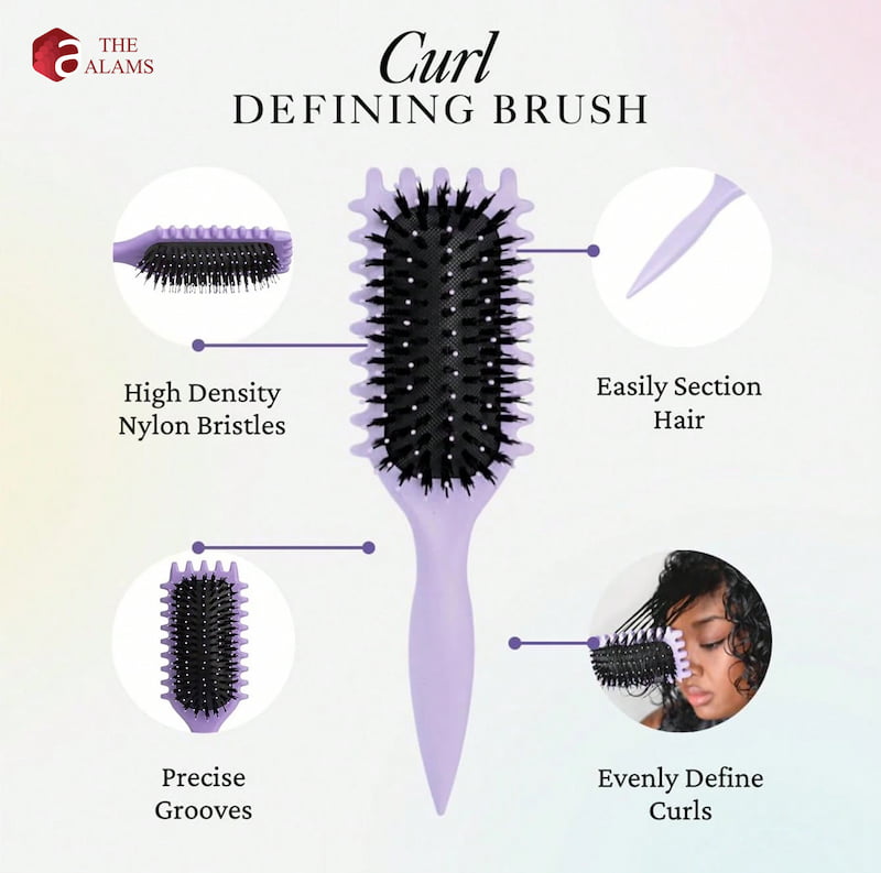 Defined Curl Styling Hair Brush, Lavender 4 Defined Curl Styling Hair Brush, Lavender - Image 4