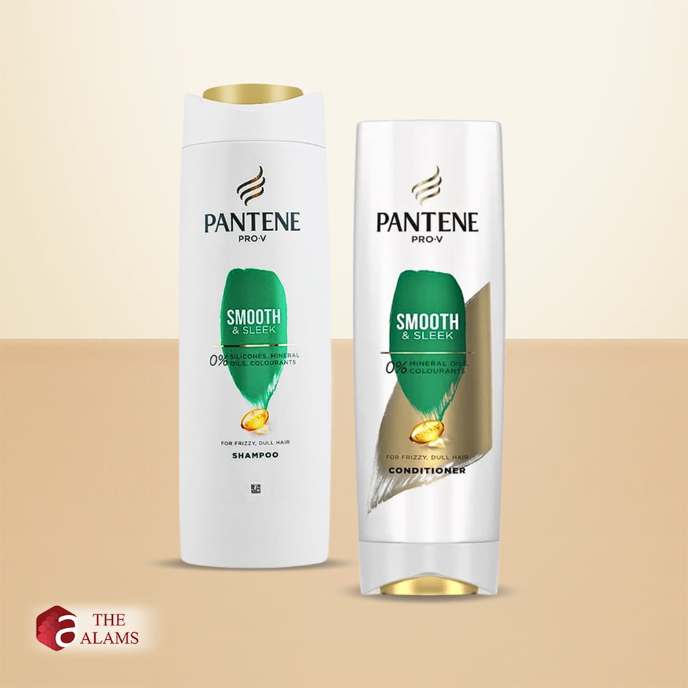 Pantene Smooth And Sleek Shampoo Conditioner Set For Frizzy Dull Hair, 400 ml 1 Pantene Smooth And Sleek Shampoo Conditioner Set For Frizzy Dull Hair, 400 ml