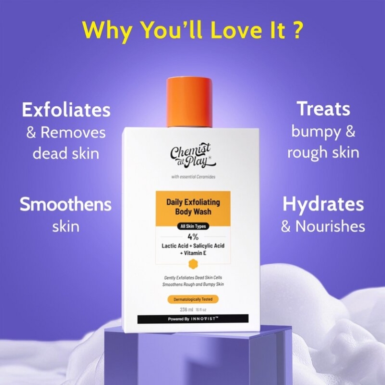 Chemist at Play Lactic Acid + Salicylic Acid Exfoliating Body Wash For Rough Skin, 236 ml