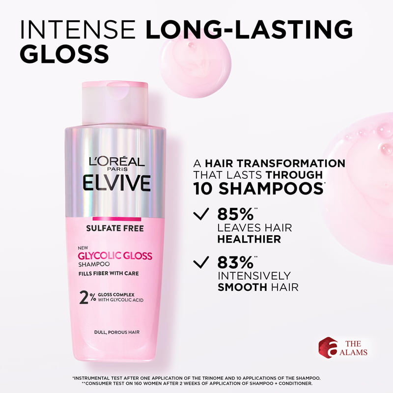 Loreal Elvive Glycolic Gloss Shampoo, 200 ml 4 Loreal Elvive Glycolic Gloss Shampoo, 200 ml - Image 4