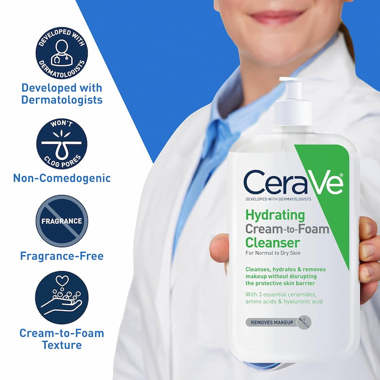 Cerave Hydrating Cream to Foam Cleanser For Normal To Dry Skin, 237 ml 3 Cerave Hydrating Cream to Foam Cleanser For Normal To Dry Skin, 237 ml - Image 3