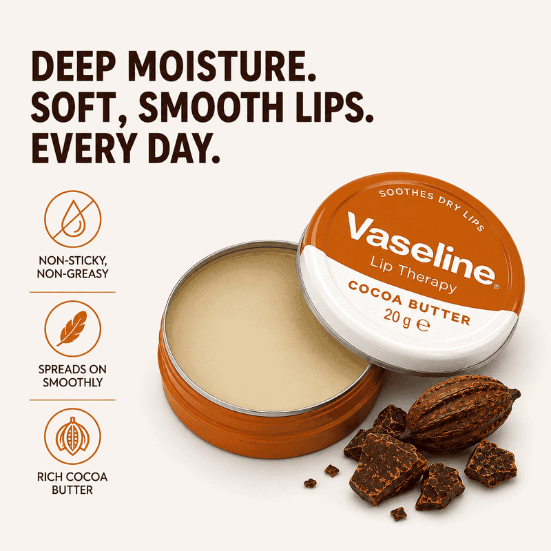 Vaseline Lip Therapy Tin Cocoa Butter, 20 g 2 Vaseline Lip Therapy Tin Cocoa Butter, 20 g - Image 2